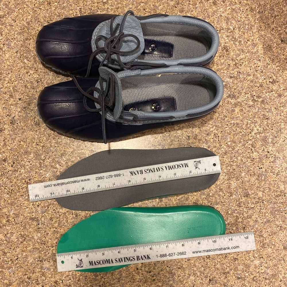 L. L. Bean Blue Leather and Rubber Moccasins Short Boots FM Rain Duck Boots - Picture 14 of 17